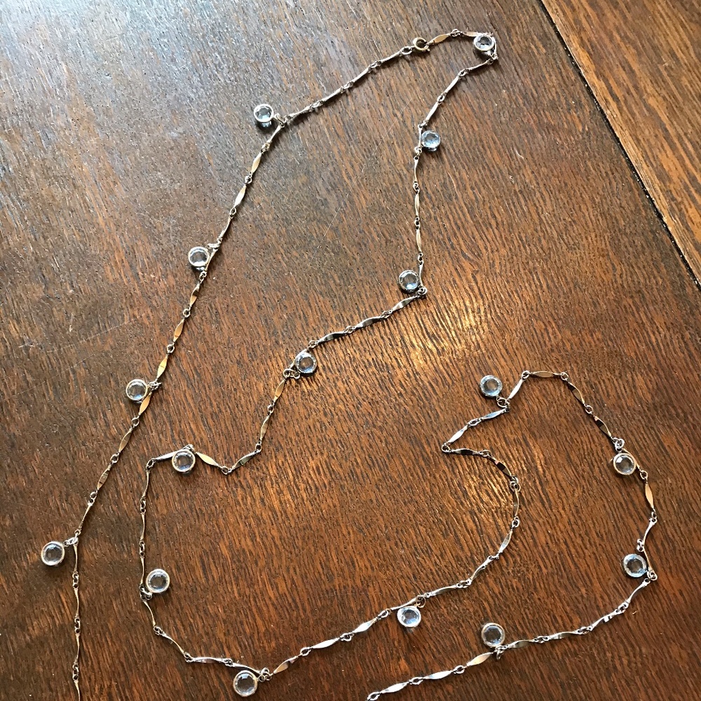 Vintage  Silver Necklace with aquamarine  stones